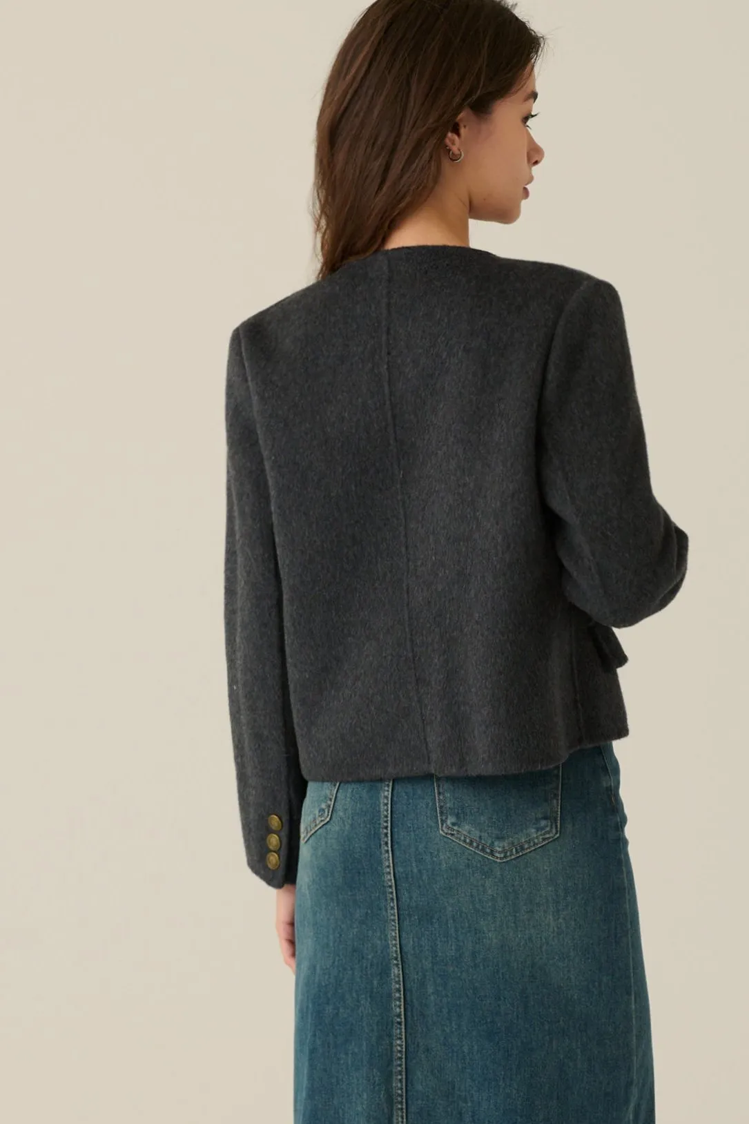 66.6% wool blend coat in grey