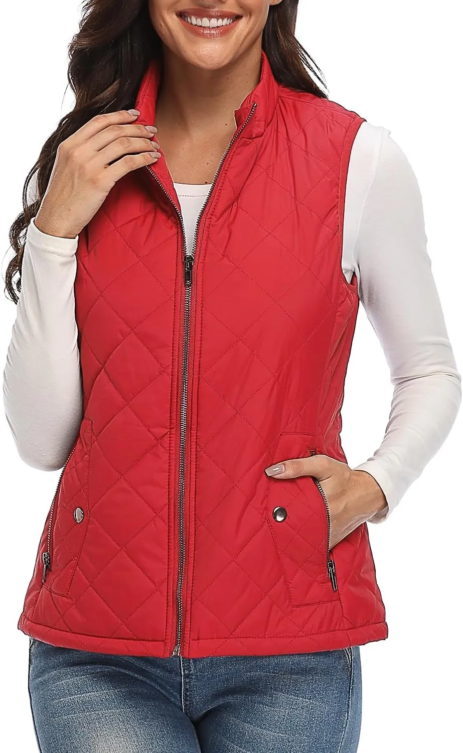 Argstar Women's Vest, Quilted Lightweight Zip Pockets Padded Gilet (XS-2XL)