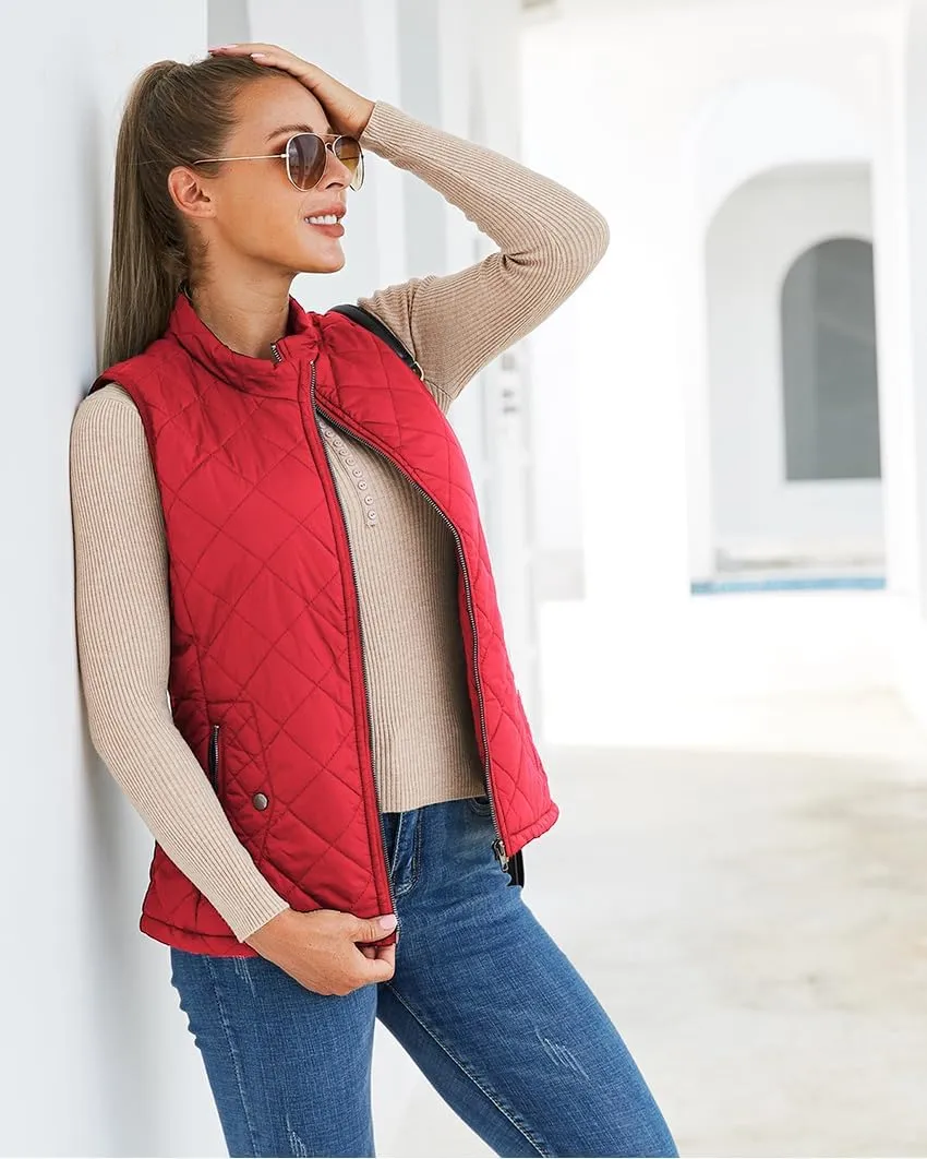 Argstar Women's Vest, Quilted Lightweight Zip Pockets Padded Gilet (XS-2XL)