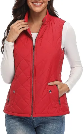 Argstar Women's Vest, Quilted Lightweight Zip Pockets Padded Gilet (XS-2XL)