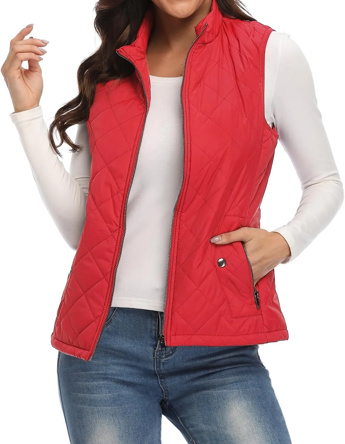 Argstar Women's Vest, Quilted Lightweight Zip Pockets Padded Gilet (XS-2XL)