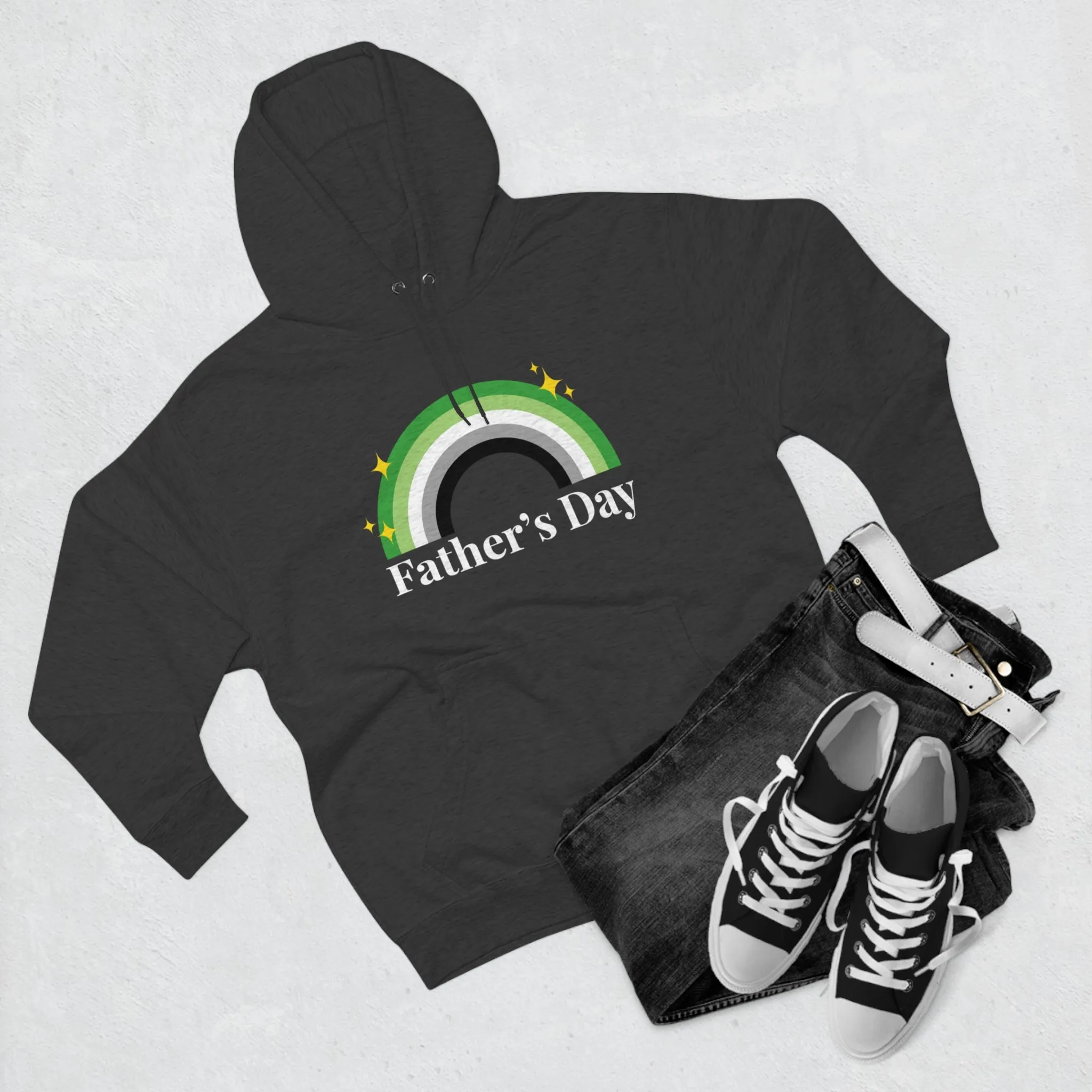 Aromantic Pride Flag Unisex Premium Pullover Hoodie - Father's Day