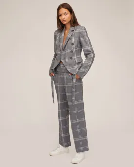 Artie Steel Plaid Wrap Strap Pant