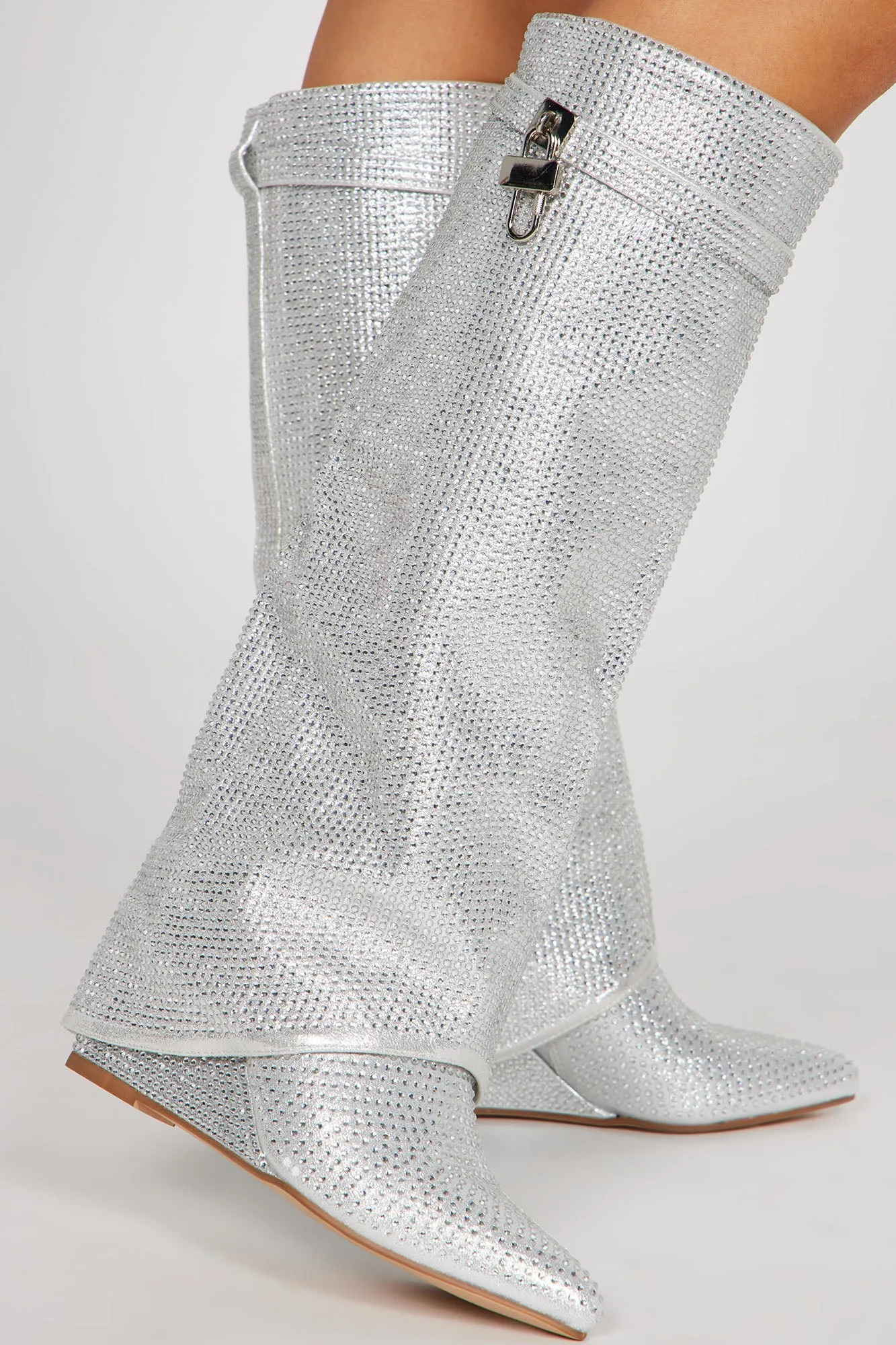 Bling Bling Baby Overlay Boots - Silver