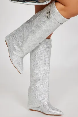 Bling Bling Baby Overlay Boots - Silver