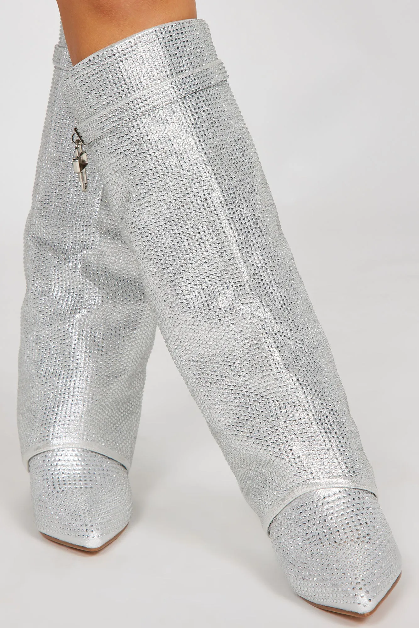 Bling Bling Baby Overlay Boots - Silver
