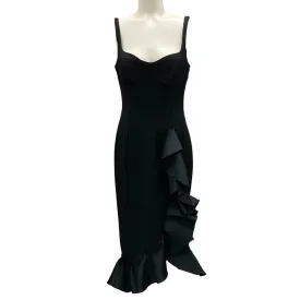 Carolina Herrera Black Sleeveless Bustier Midi Column Dress