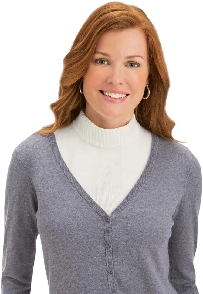 Collections Etc Zippered Dickie Layer Top with Armholes - Soft Knit Mock Turtleneck for Layered Look