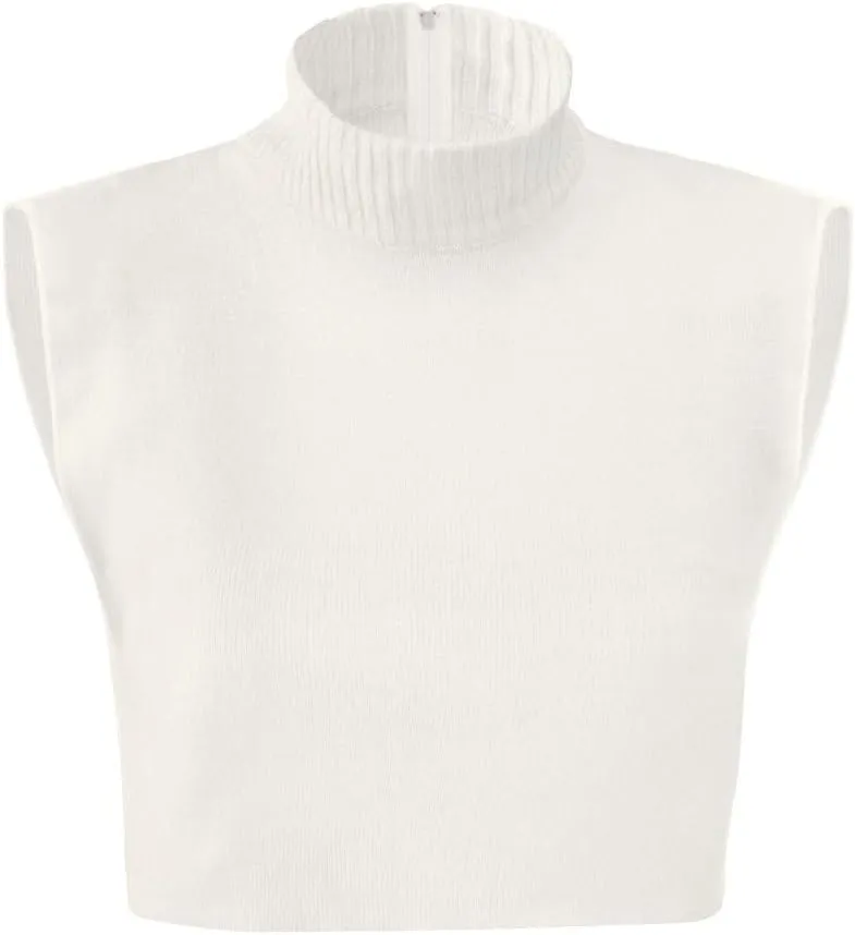 Collections Etc Zippered Dickie Layer Top with Armholes - Soft Knit Mock Turtleneck for Layered Look