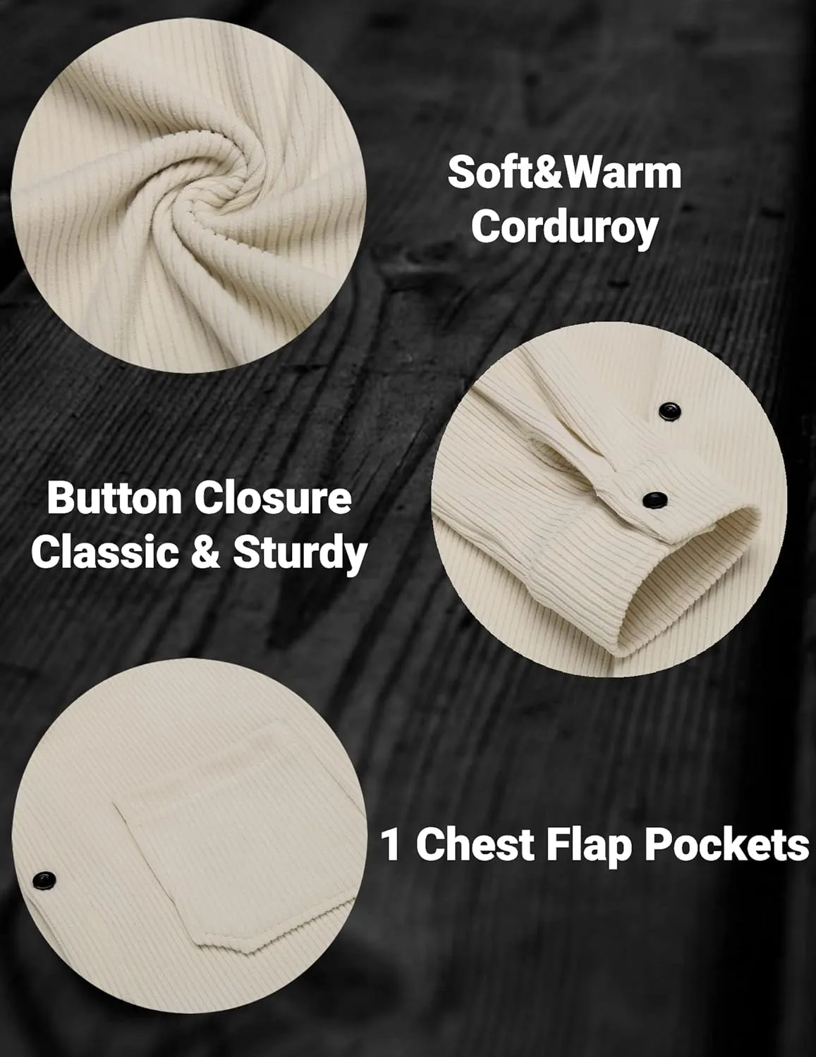 COOFANDY Men's Corduroy Shirt Casual Shacket Long Sleeve Button Down Lightweight Jacket