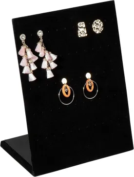 Earring Holder - Velvet L-Shape Earring Display Stand, Organizer, Rack, Board, for Jewelry Studs Accessories Storage, Show, Retail, Shop, Home, Counter Top, 60 Holes, Black, 9.9 x 7.9 x 4 Inches