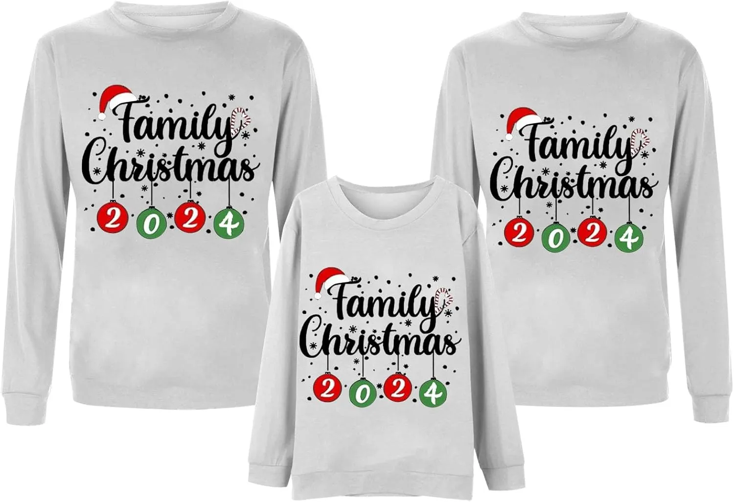 Family Matching Christmas Sweatshirts, Xmas Print Ugly Funny Jumper Long Sleeve Holiday Pullover Tops for Mom Dad Kid