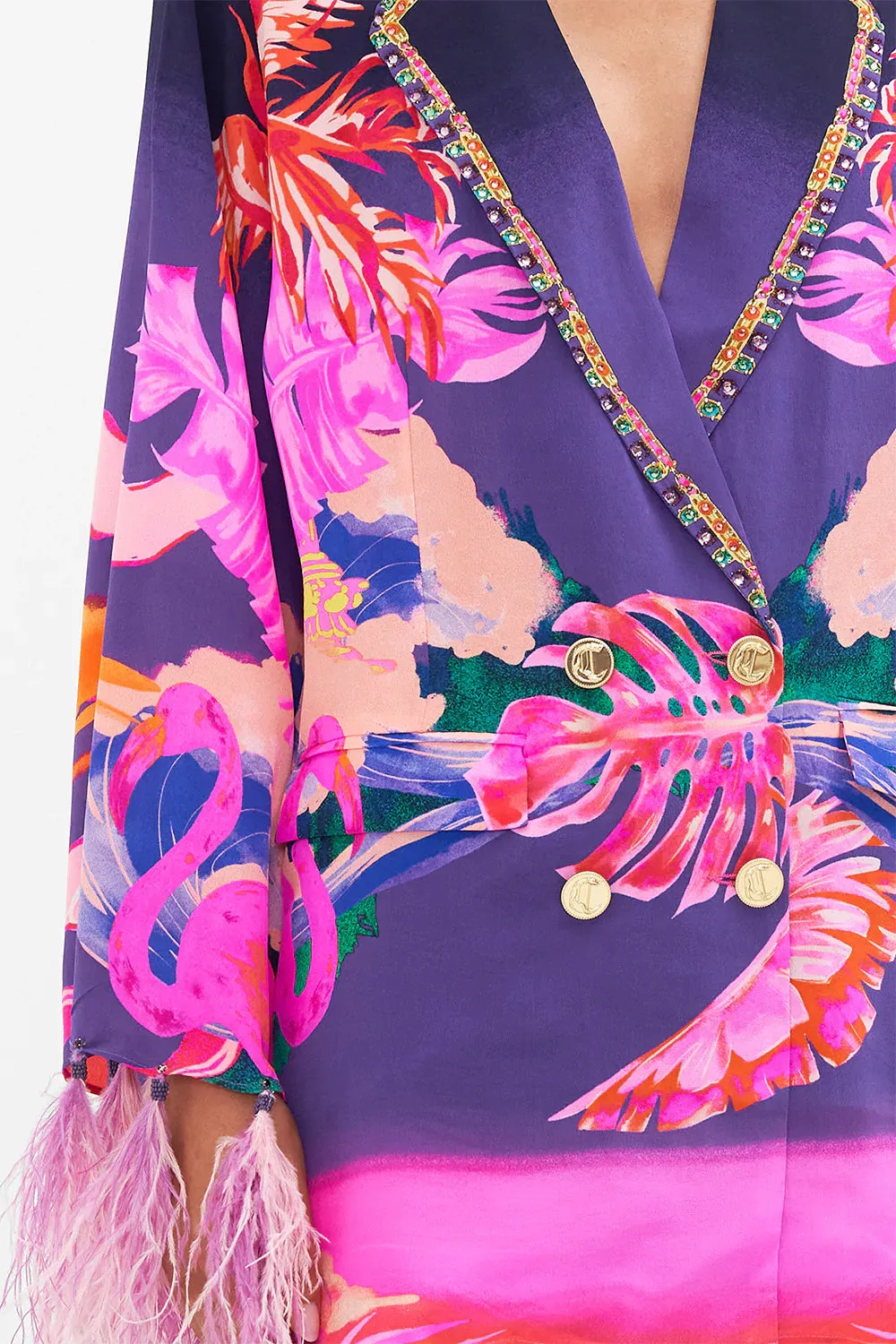 FLARED SLEEVE DOUBLE BREASTED JACKET FLIGHT OF THE FLAMINGO