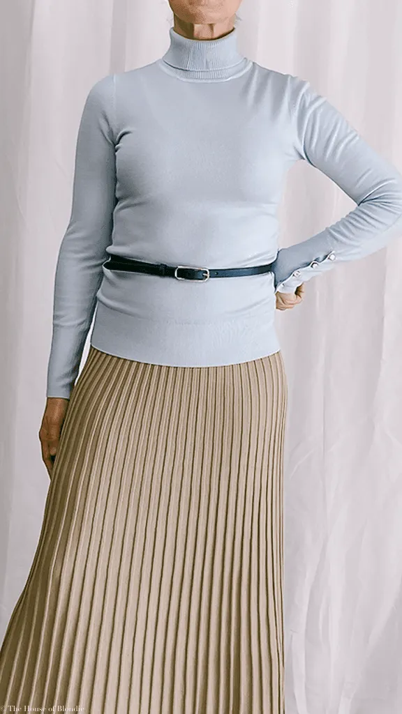 Gemma Long Sleeve Turtleneck Sweater with Button Detail