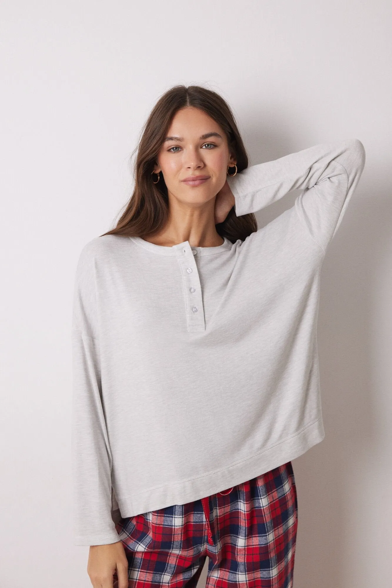Grey velvet long sleeve shirt