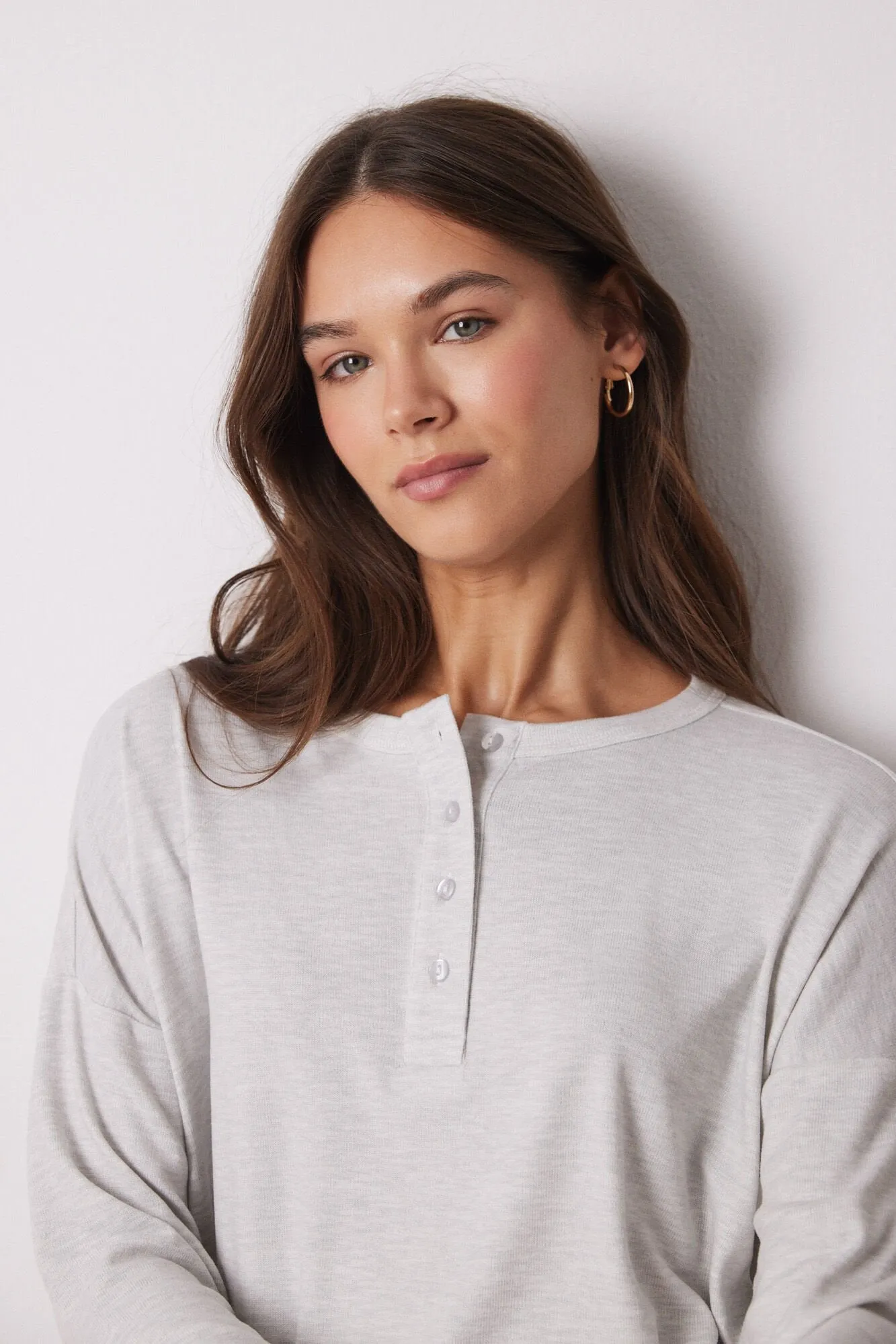 Grey velvet long sleeve shirt
