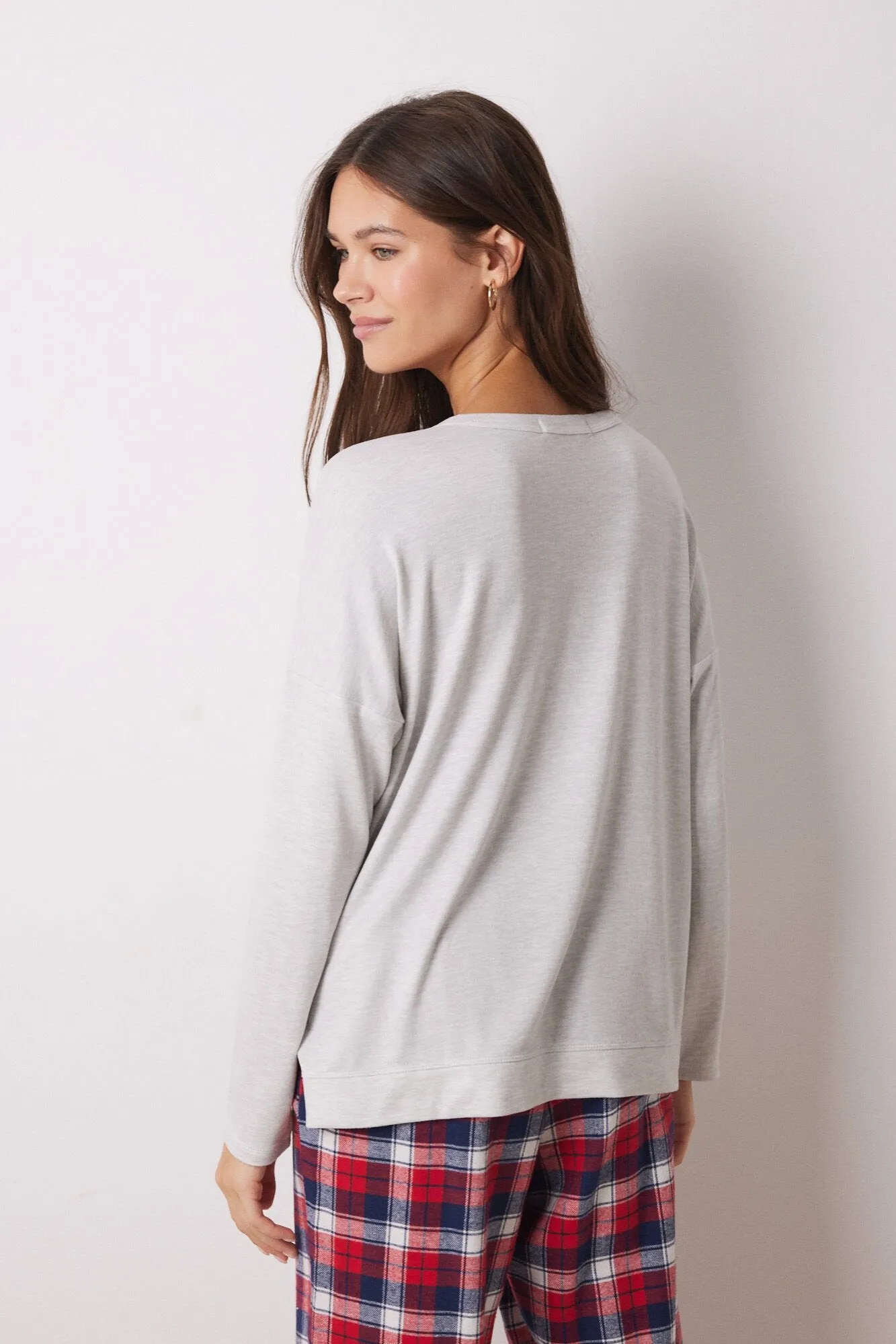 Grey velvet long sleeve shirt