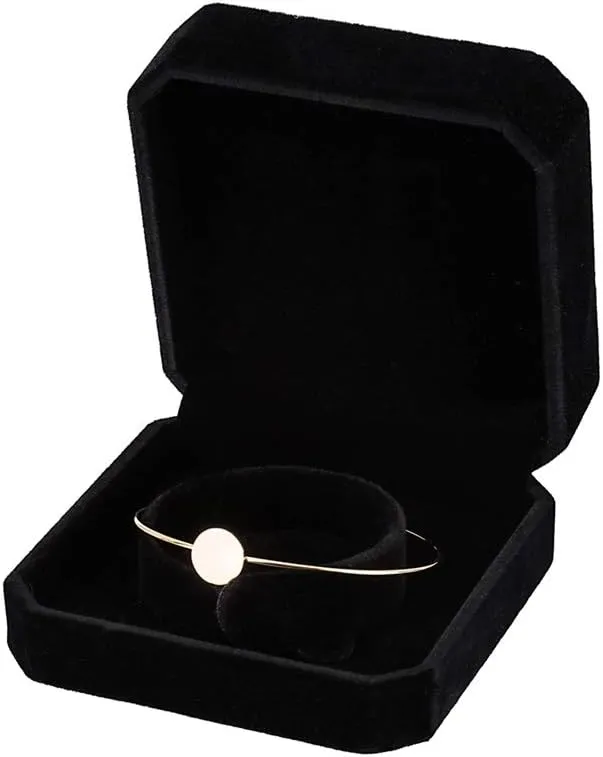 HooAMI Black Velvet Bracelet Bangle Cuff Box Travel Storage Display Case Jewelry Gift Boxes 2pcs