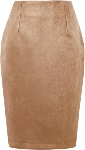 IDEALSANXUN Midi Plaid Skirts for Women Fall Winter Knee Length Pencil Wool Skirt with Slit