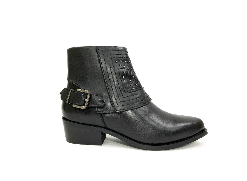 Jully Black Studded Western Boot