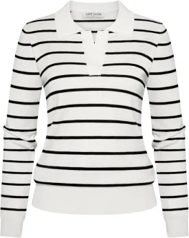 Kate Kasin Women Long Sleeve Polo Sweater V Neck Knitted Tops Casual Ribbed Shirt Loose Pullover Sweater