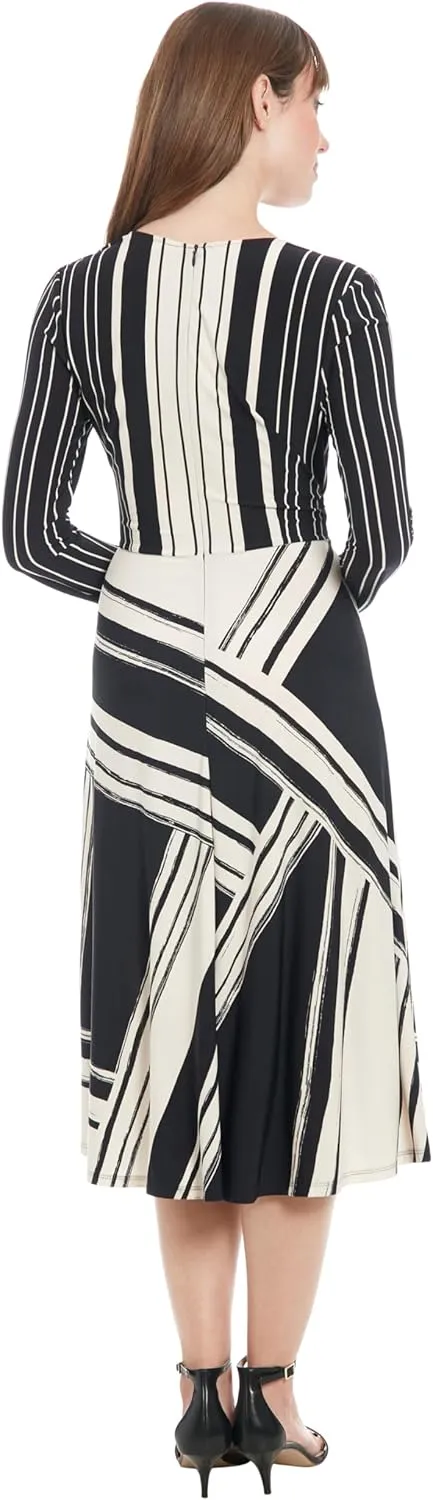 London Times Women's Surplice Side Twist Midi Dress