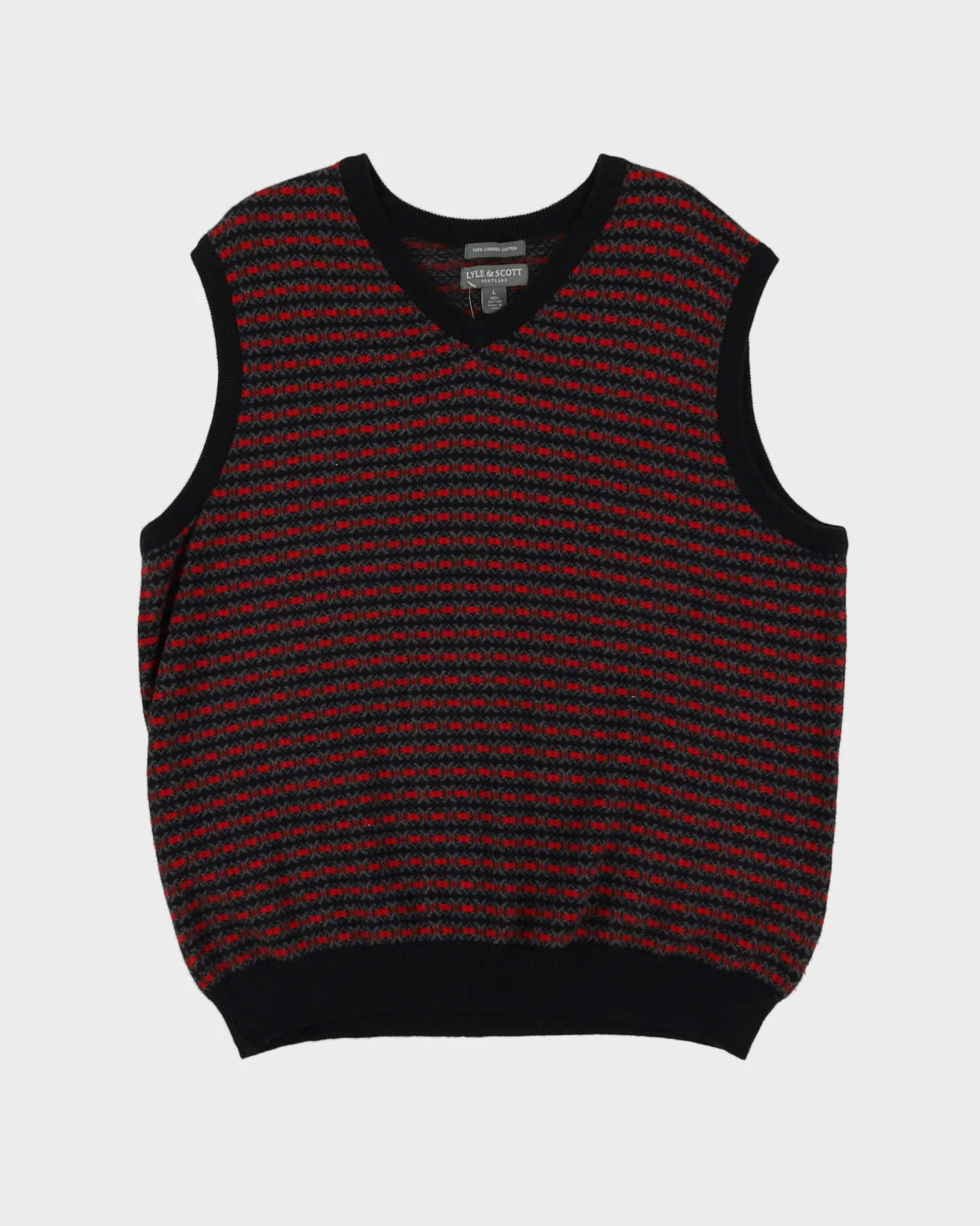Lyle & Scott Black / Red Patterned Sweater Vest - L