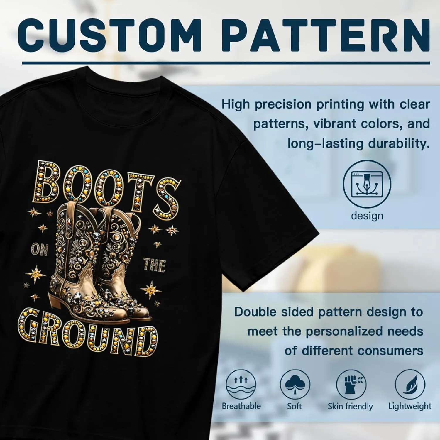 Made in USA Boots On Where Them Fans at Black Cowgirl Casual T-Shirt for Men Women