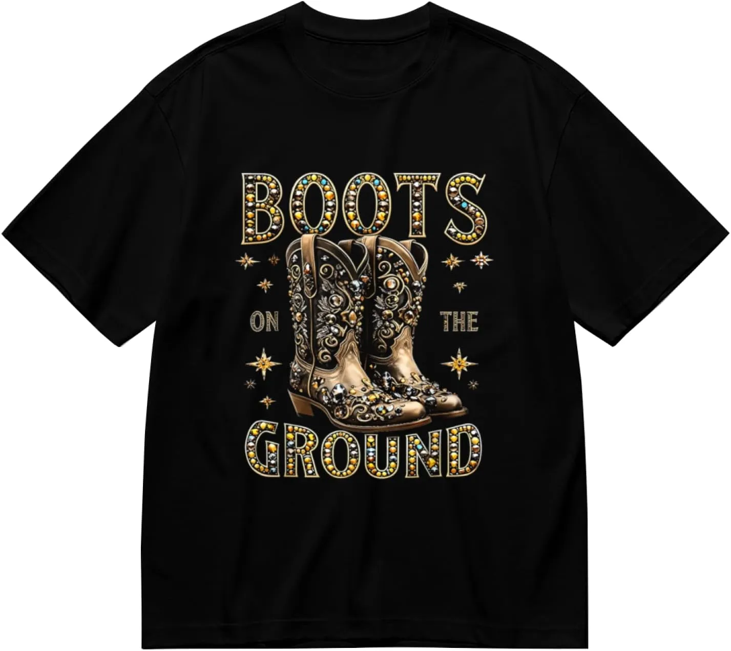 Made in USA Boots On Where Them Fans at Black Cowgirl Casual T-Shirt for Men Women