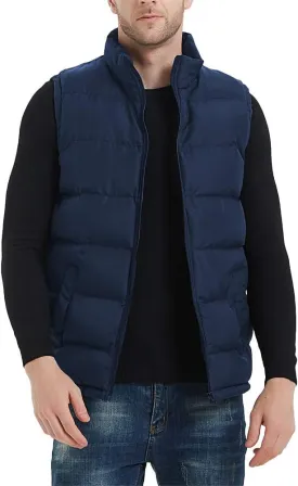 MADHERO Men's Puffer Vest Stand Collar Quilted Sleeveless Jacket Outerwear