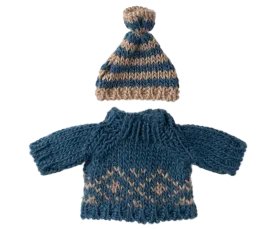 Maileg Knitted sweater and hat, Dad mouse
