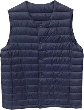 Men's Down Vest Male Collarless Lightweight Puffer Vest Man Winter Warm Quilted Sleeveless Jacket