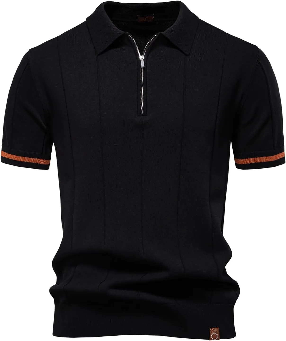 Mens Golf Polo Shirts Short Sleeve Quarter Zip Knit Polos Slim Fit Textured Stretchy Polo Shirt for Men