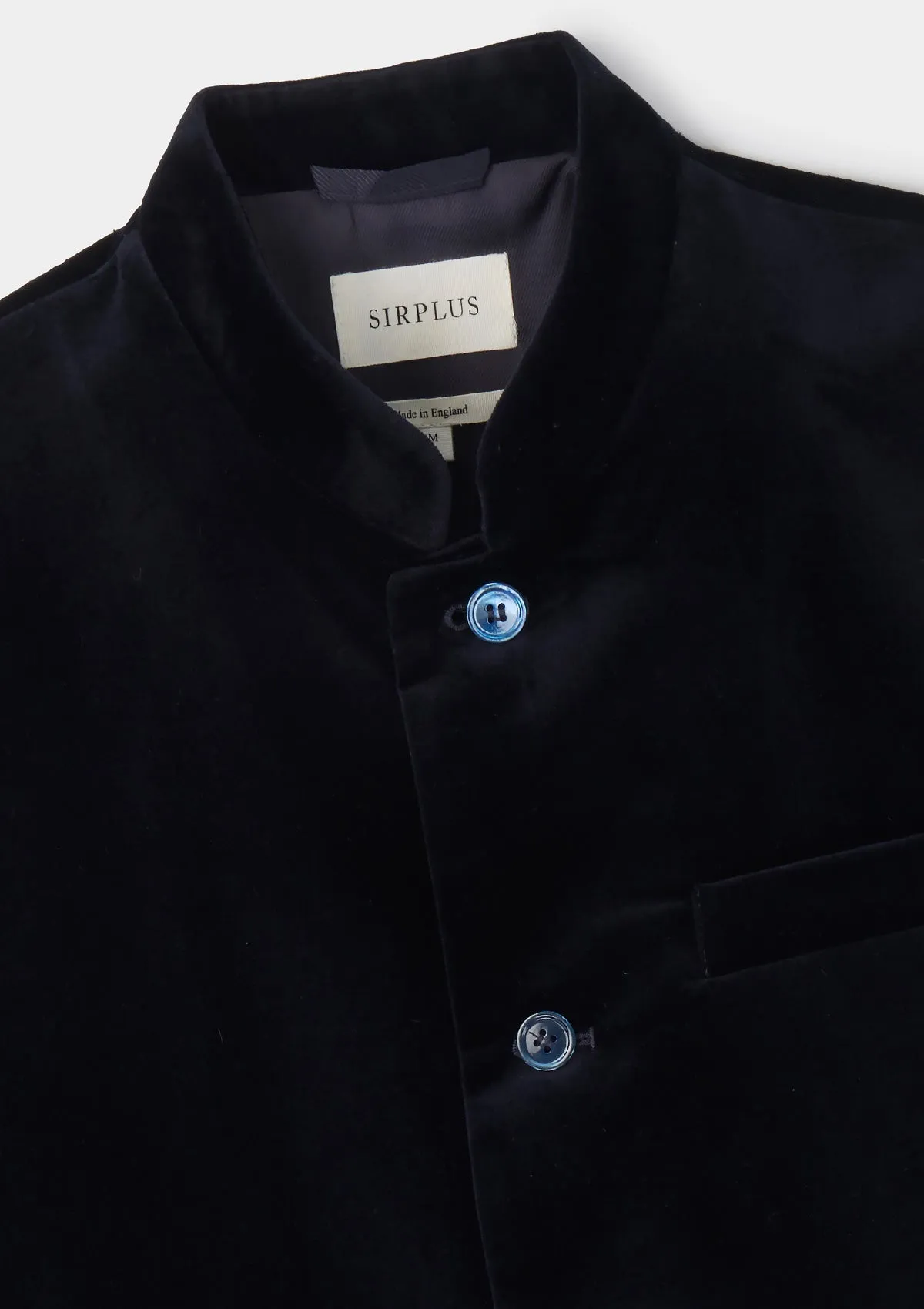 Midnight Navy Organic Velvet Nehru Waistcoat