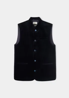 Midnight Navy Organic Velvet Nehru Waistcoat