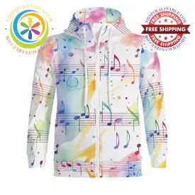 Musical Melody Full Zip Turtleneck Hoodie Streetwear