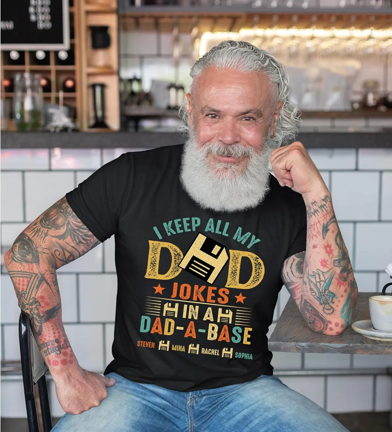 Personalized Dad Jokes Shirt, Dad Shirts for Men, I Keep All My Dad Jokes in A Dad-A-Base, Funny Dad Jokes in