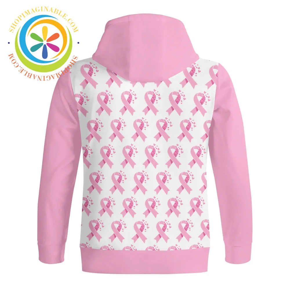 Pink Cancer Awareness Full Zip Unisex Turtleneck Hoodie
