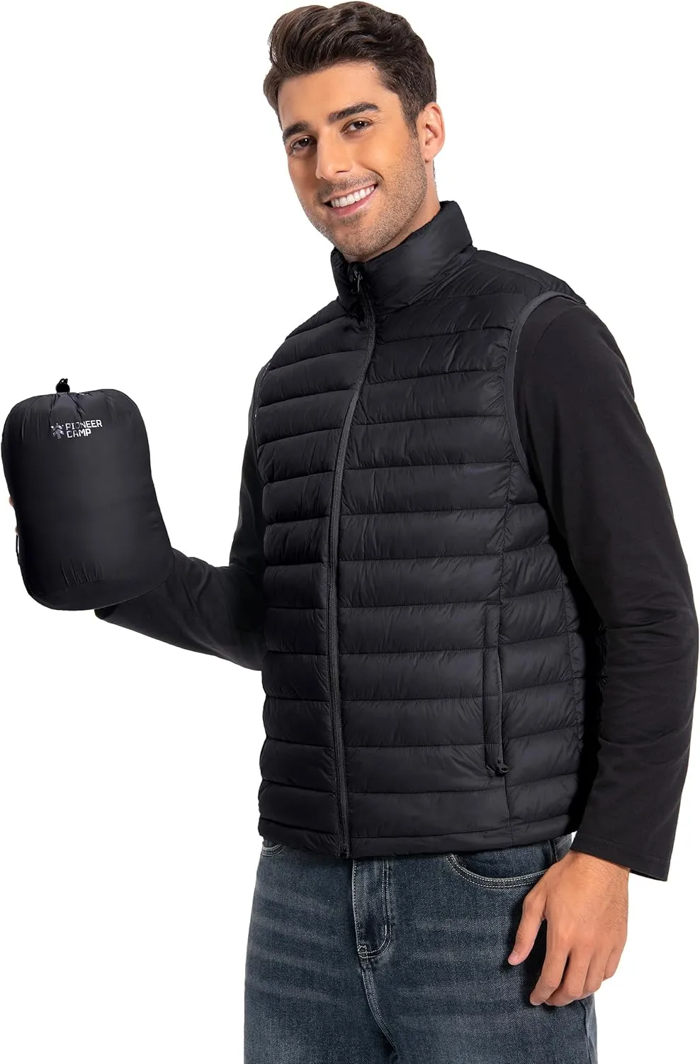 Pioneer Camp Men's Lightweight Puffer Vest Packable Water-Repellent Warm Quilted Sleeveless Outerwear for Work Casual Travel
