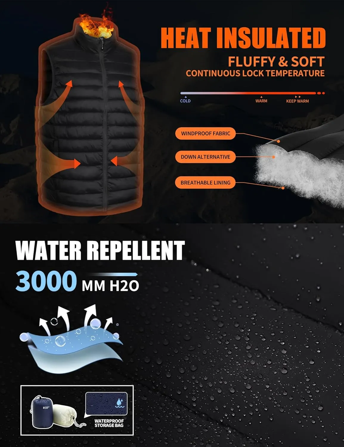 Pioneer Camp Men's Lightweight Puffer Vest Packable Water-Repellent Warm Quilted Sleeveless Outerwear for Work Casual Travel