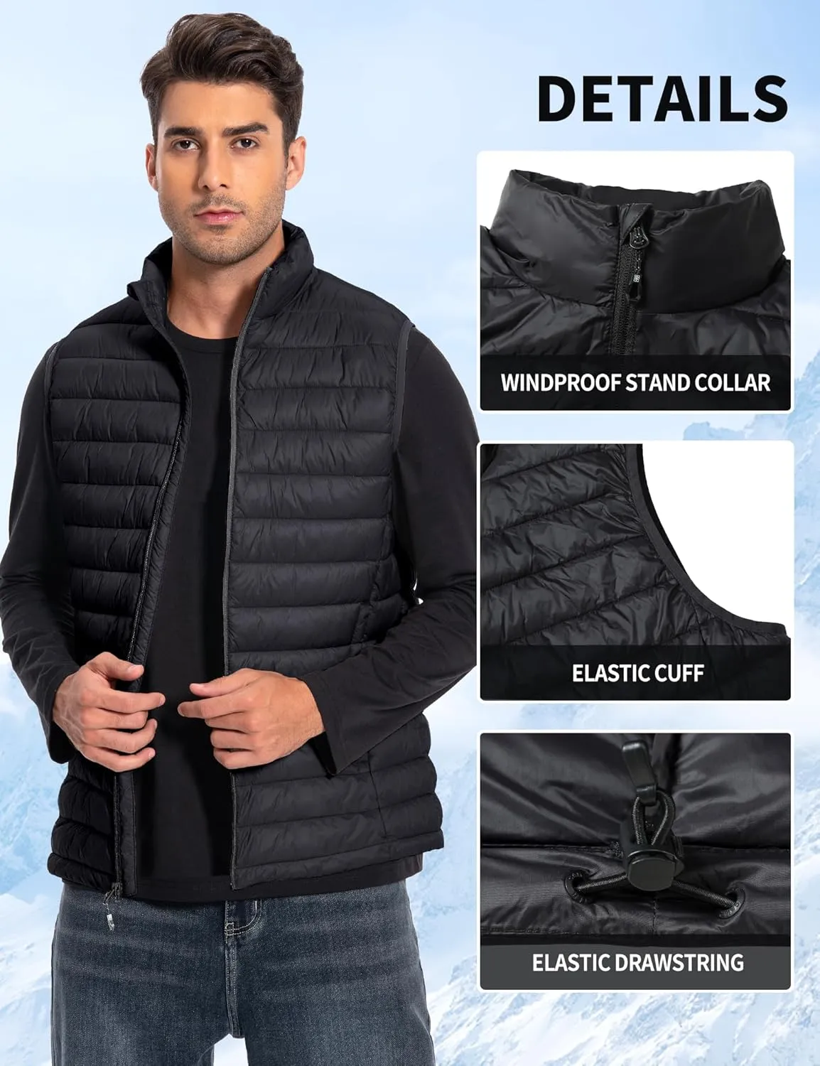 Pioneer Camp Men's Lightweight Puffer Vest Packable Water-Repellent Warm Quilted Sleeveless Outerwear for Work Casual Travel