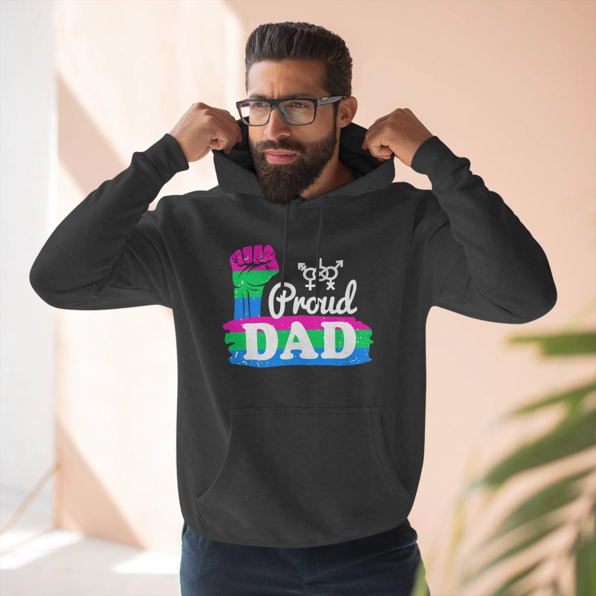 Polysexual Pride Flag Unisex Premium Pullover Hoodie - Proud Dad