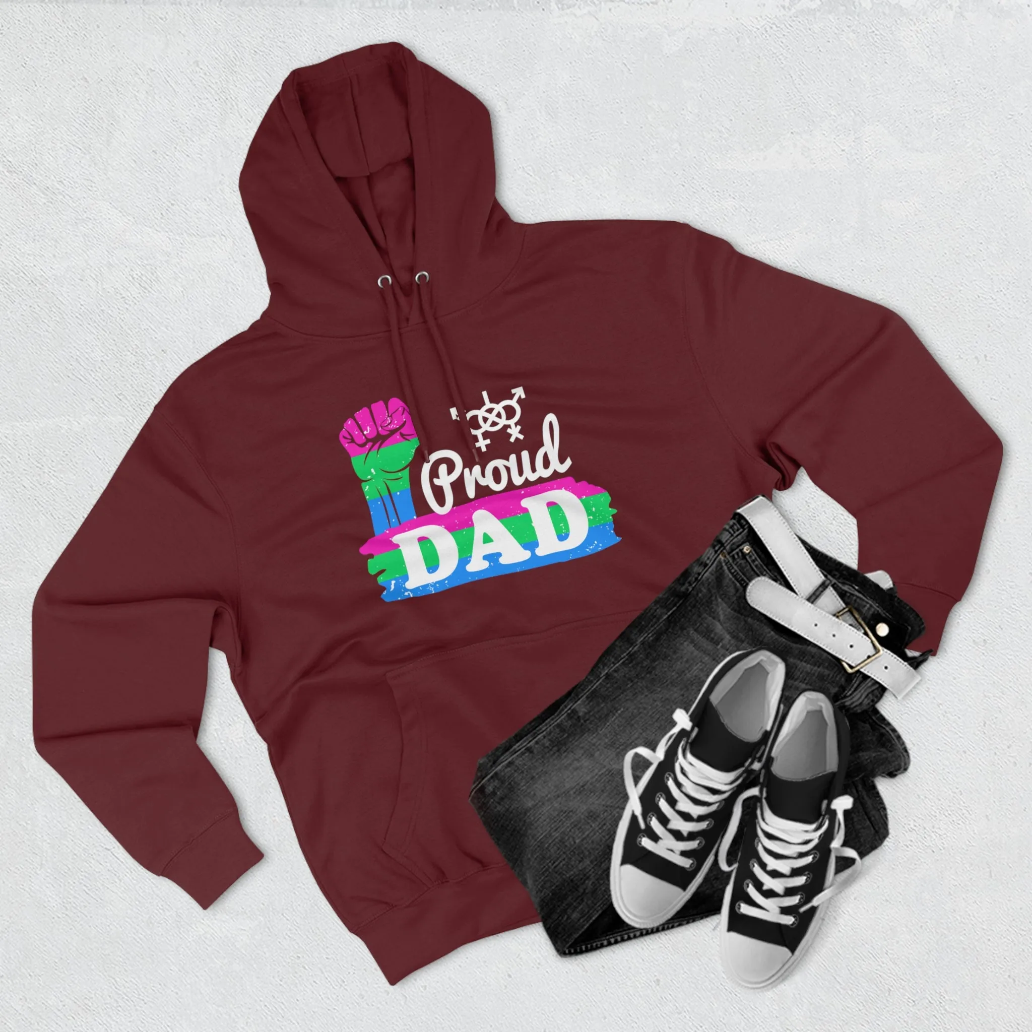Polysexual Pride Flag Unisex Premium Pullover Hoodie - Proud Dad