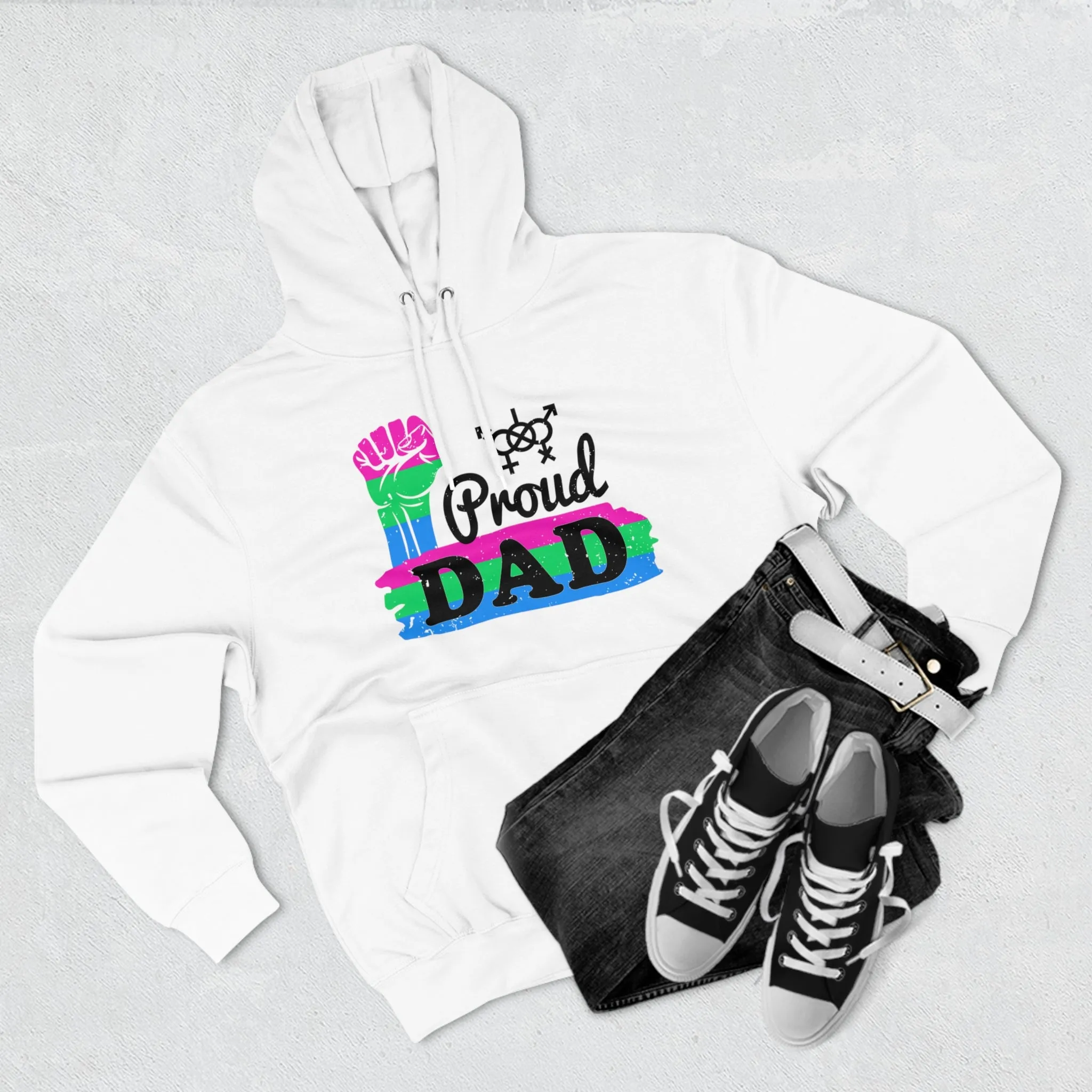 Polysexual Pride Flag Unisex Premium Pullover Hoodie - Proud Dad