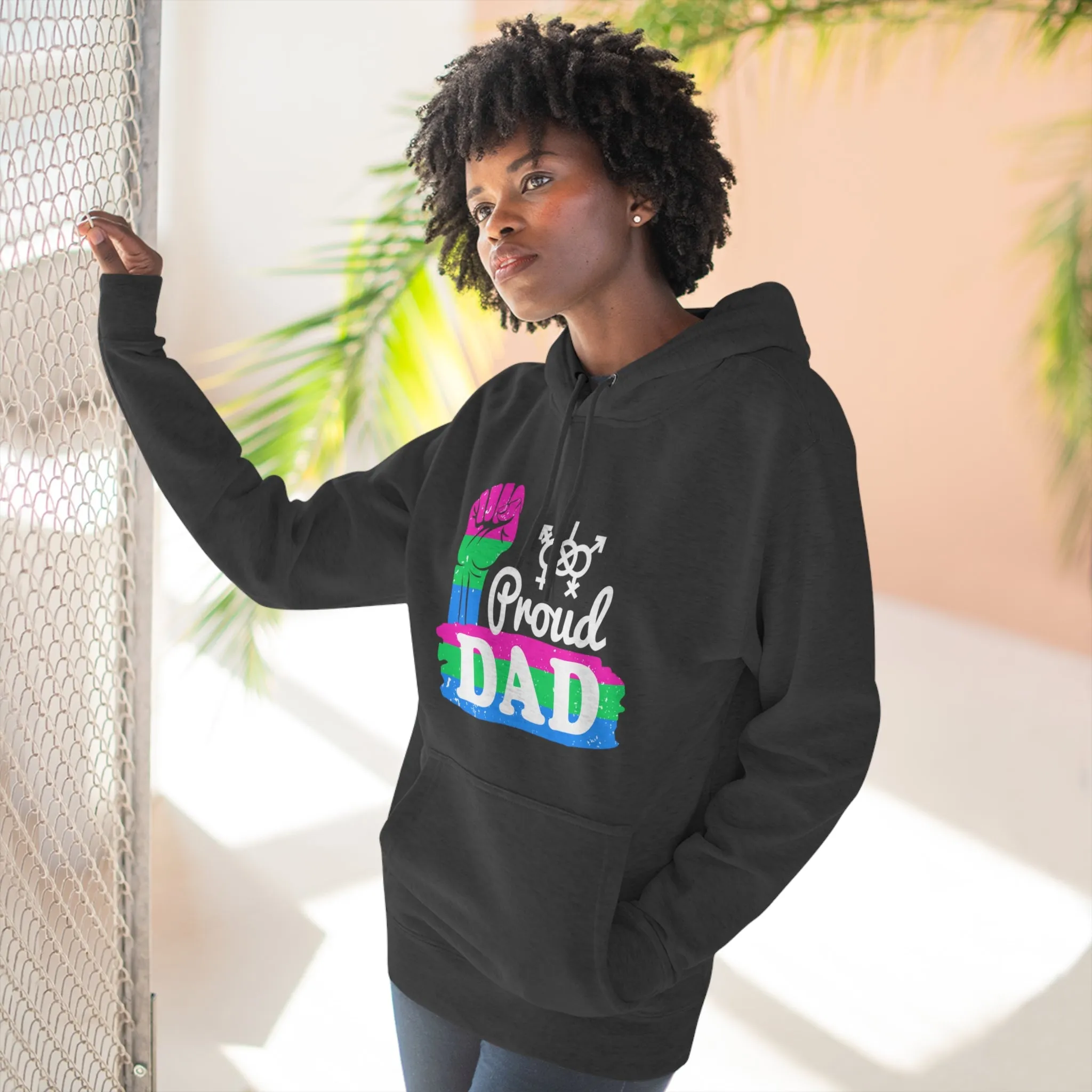 Polysexual Pride Flag Unisex Premium Pullover Hoodie - Proud Dad