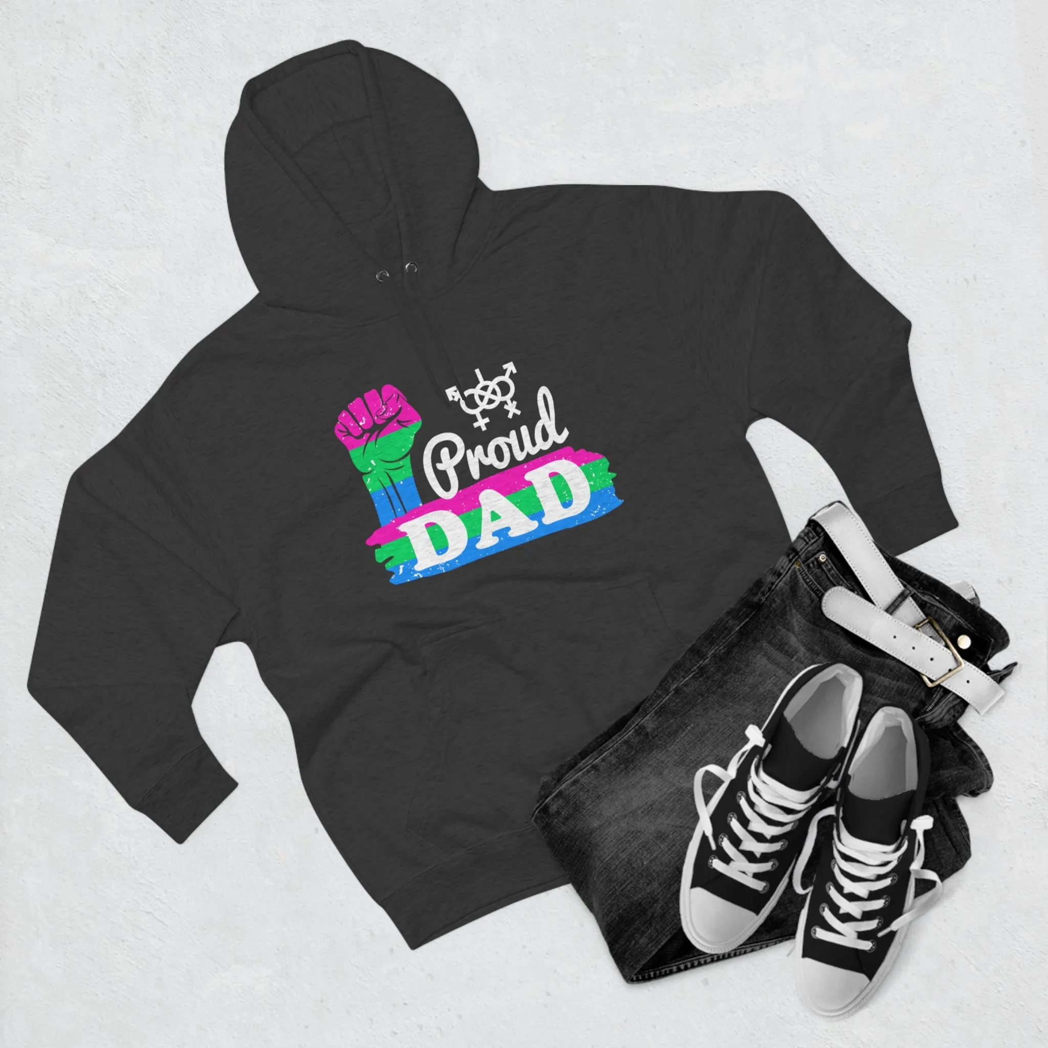Polysexual Pride Flag Unisex Premium Pullover Hoodie - Proud Dad
