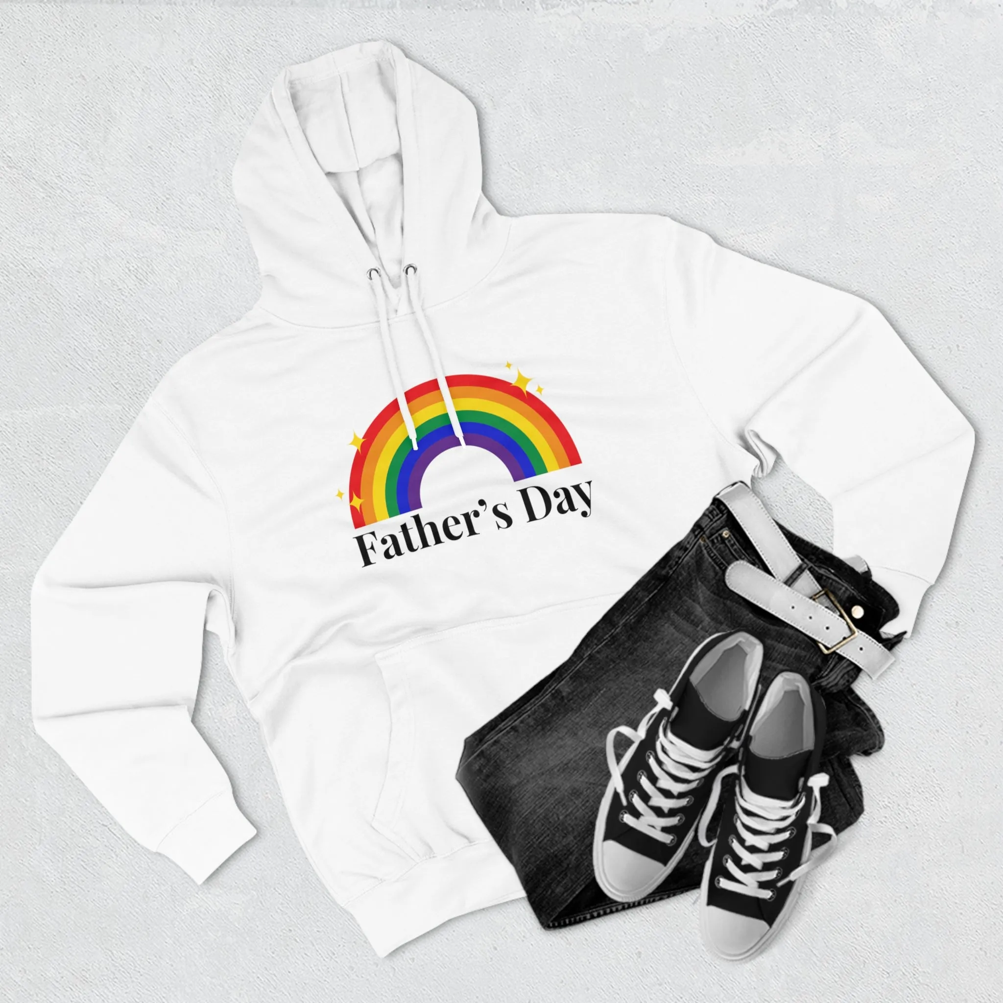 Rainbow Pride Flag Unisex Premium Pullover Hoodie - Father's Day