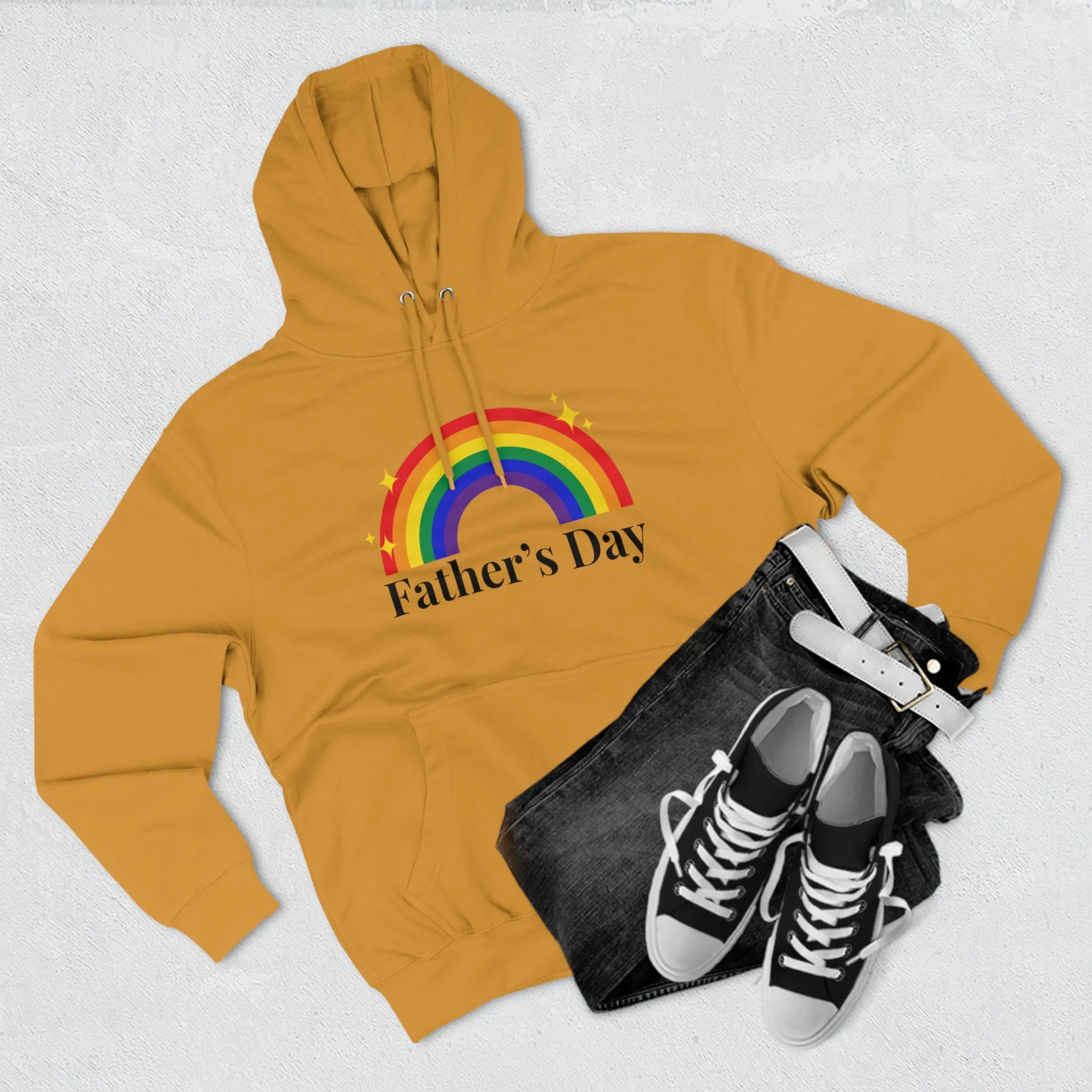 Rainbow Pride Flag Unisex Premium Pullover Hoodie - Father's Day