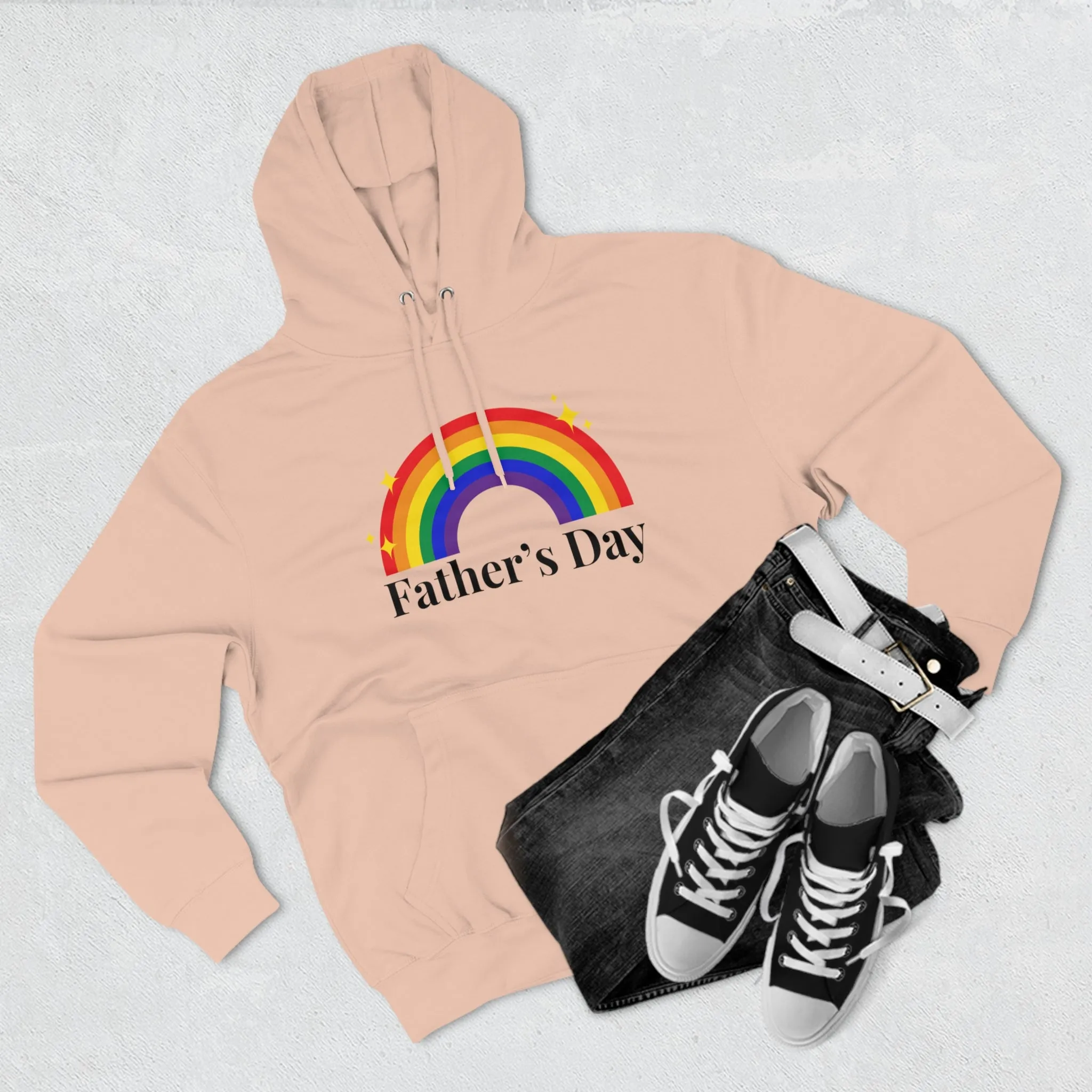 Rainbow Pride Flag Unisex Premium Pullover Hoodie - Father's Day