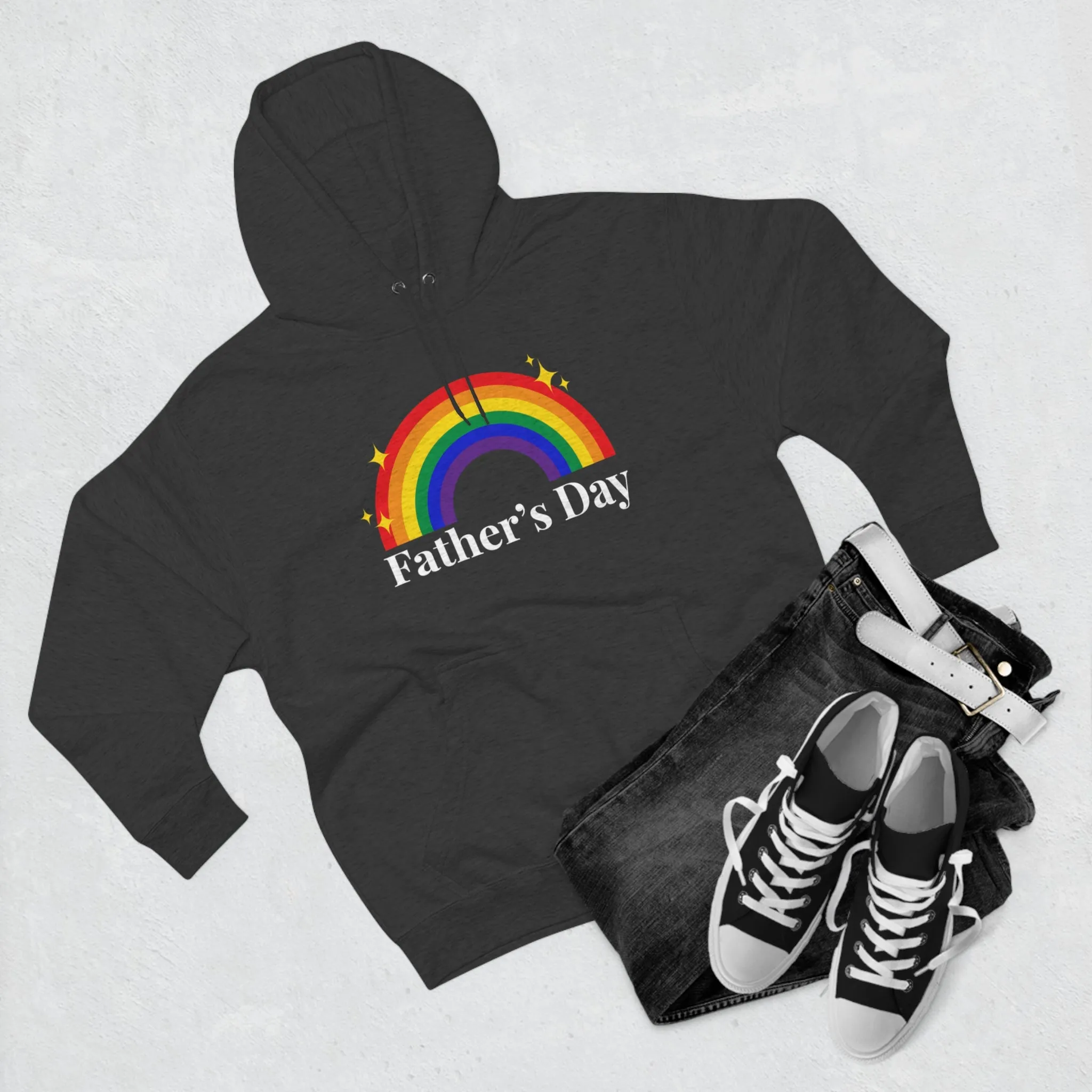 Rainbow Pride Flag Unisex Premium Pullover Hoodie - Father's Day